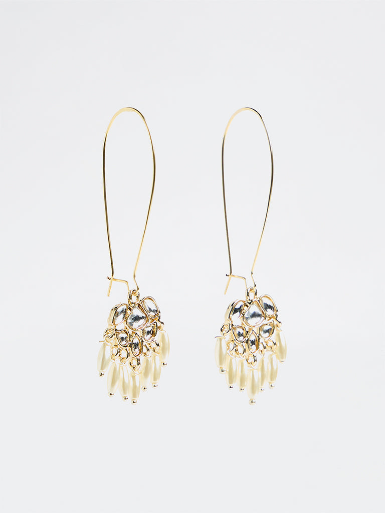 Westside Accessories Gold Rice Pearl Fishhook Earrings
