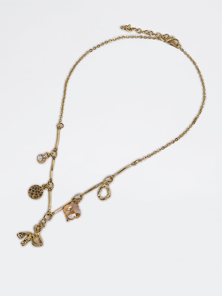 Westside Accessories Gold Charm Detailed Gold Necklace