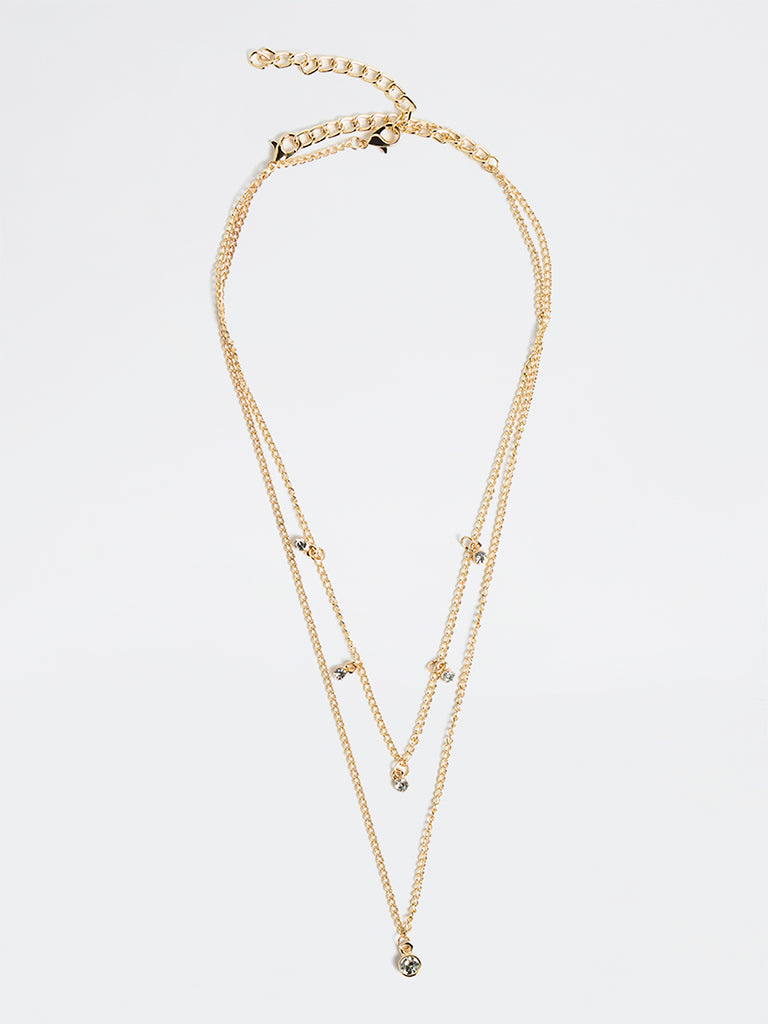 Westside Accessories Gold Stone Charm Necklace - Pack of 2
