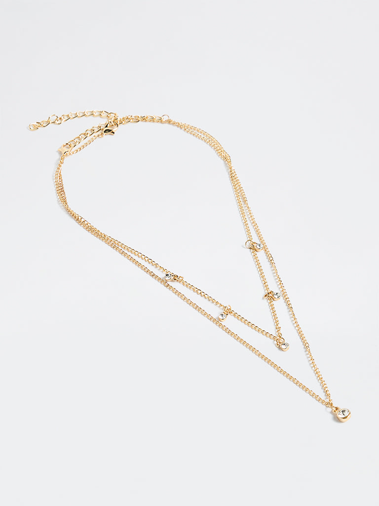 Westside Accessories Gold Stone Charm Necklace - Pack of 2