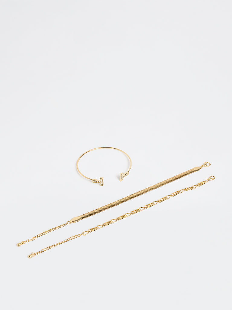Westside Accessories Gold Fancy Chain Bracelets - Pack of 3