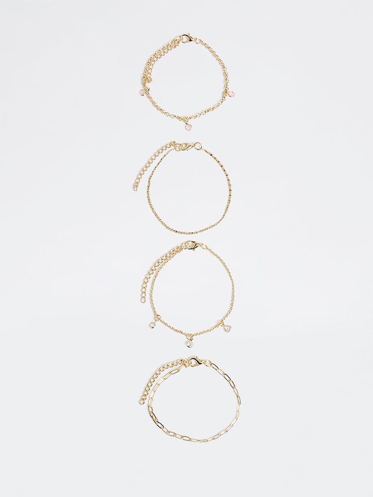 Westside Accessories Gold Stone Charm Bracelets - Pack of 3