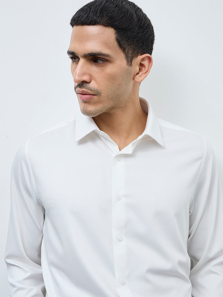 WES Formals Off-White Slim-Fit Shirt