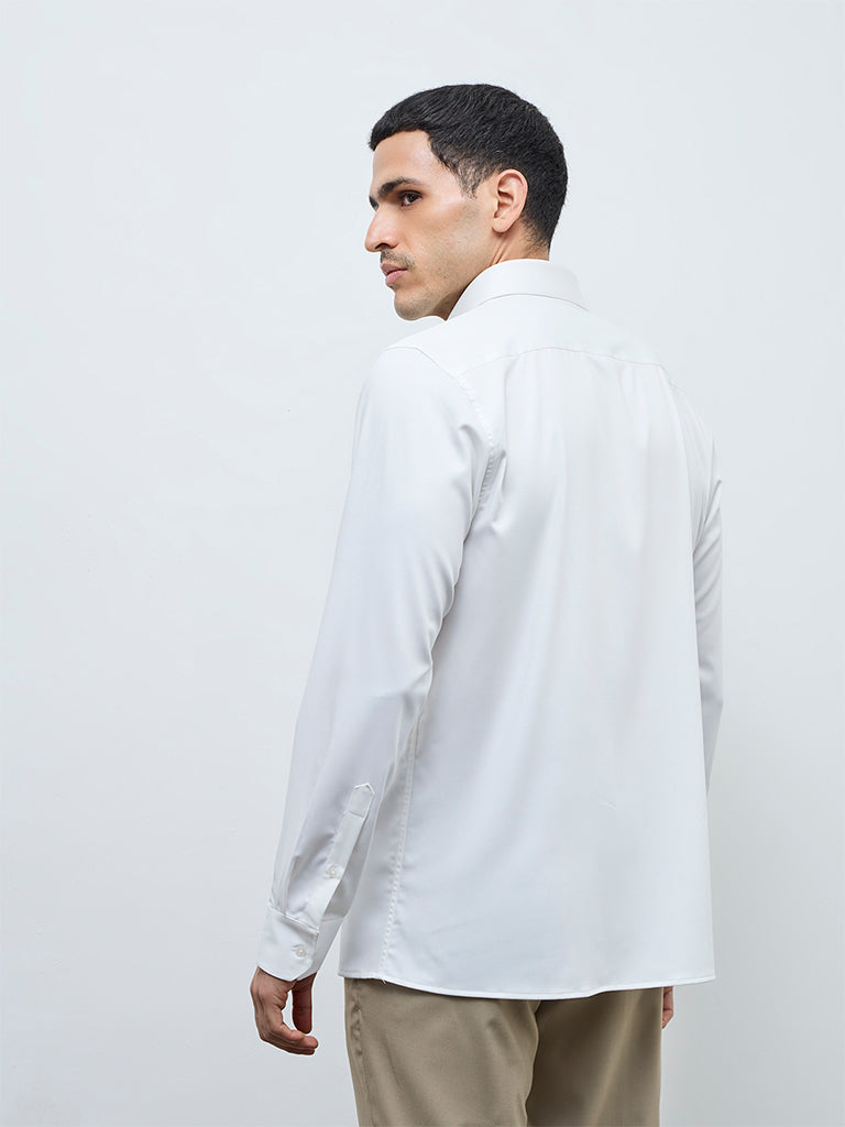 WES Formals Off-White Slim-Fit Shirt