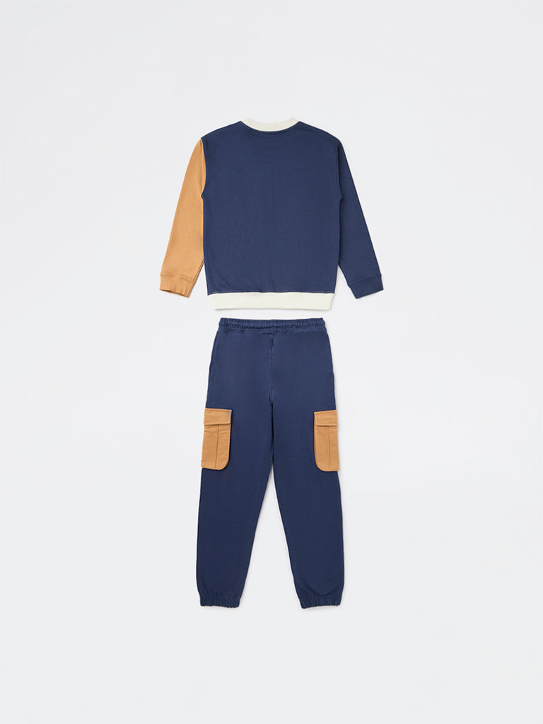 HOP Kids Boys Multicolour Cotton Sweatshirt and Joggers Set