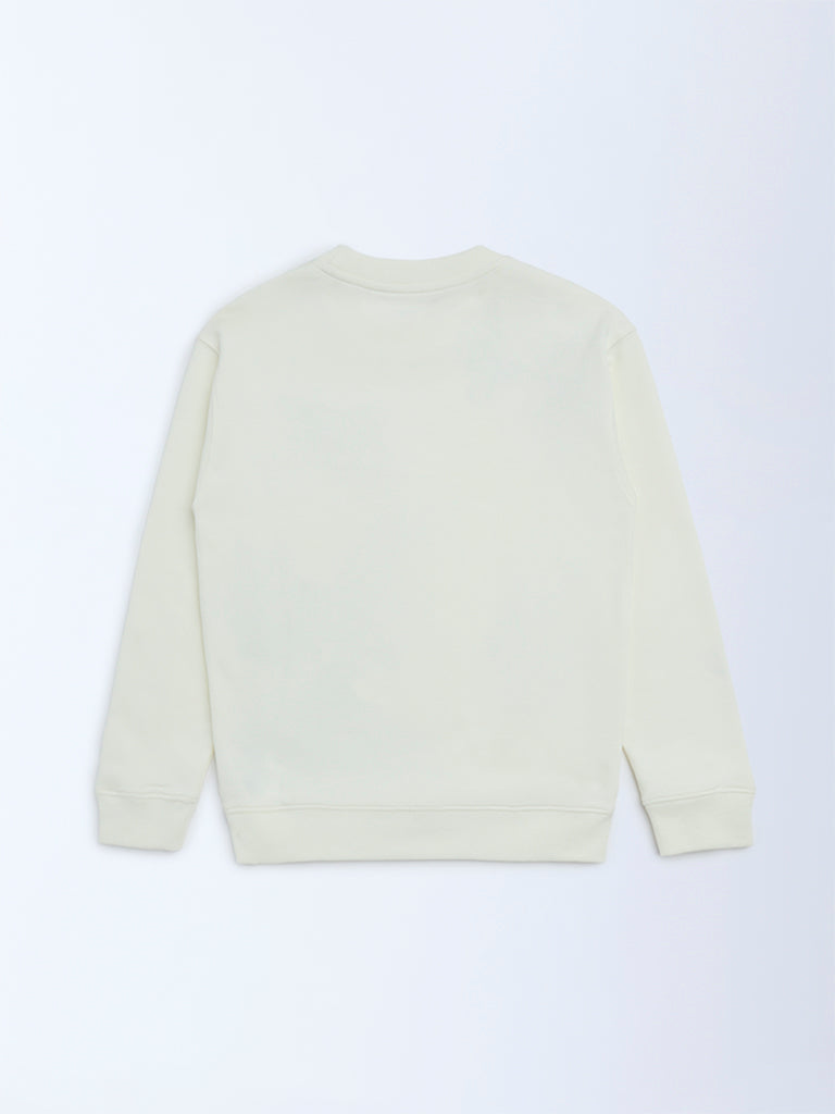 HOP Kids Boys Off-White Printed Cotton-Blend Sweatshirt