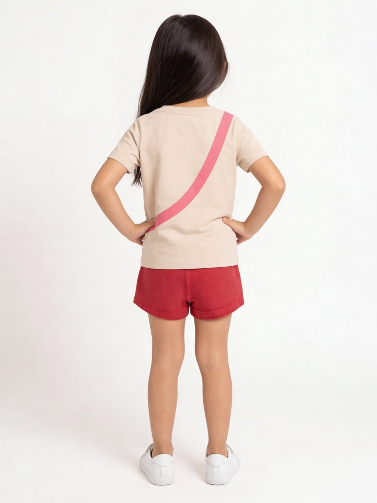 HOP Kids Girls Red Box Pleated High-Rise Denim Skorts