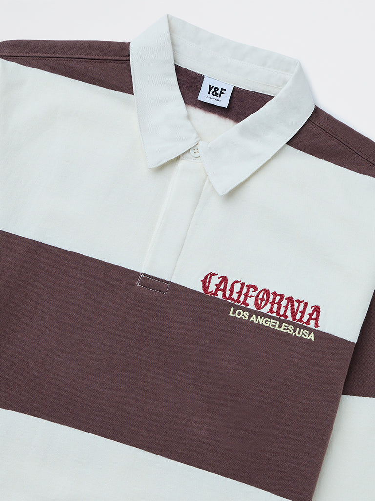 Boys Brown Striped Cotton Sweatshirt