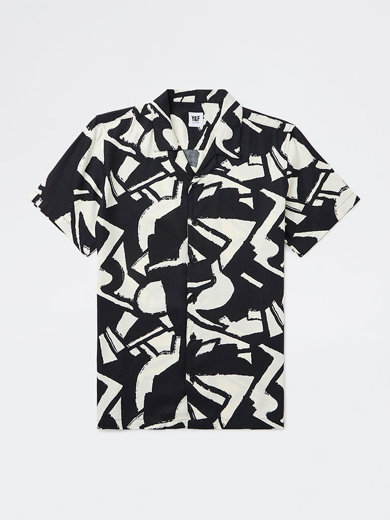 Y&F Kids Boys Black Abstract Pattern Shirt