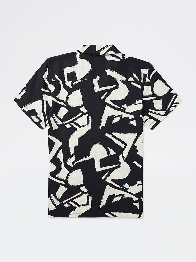 Y&F Kids Boys Black Abstract Pattern Shirt