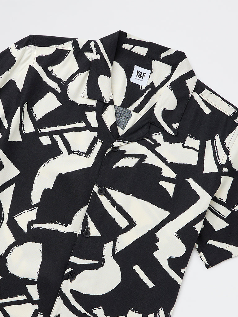 Y&F Kids Boys Black Abstract Pattern Shirt