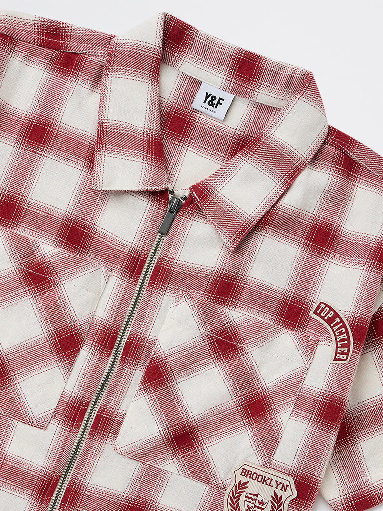 Boys Red Checkered Cotton Shirt