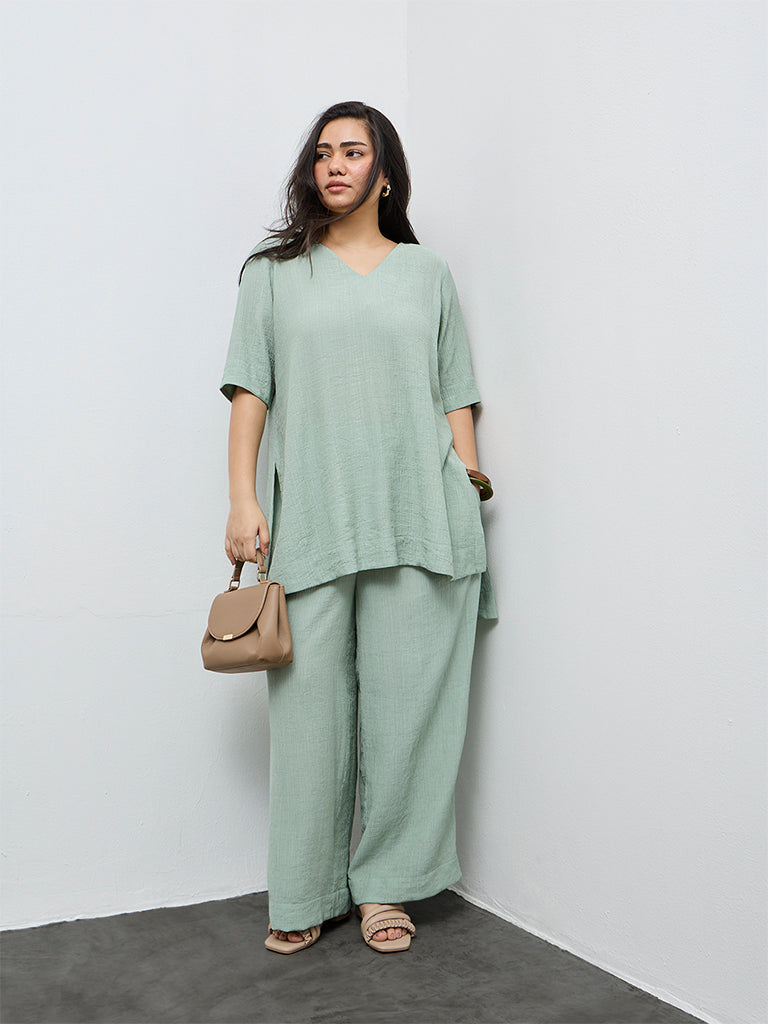 Diza Mint Textured Pants