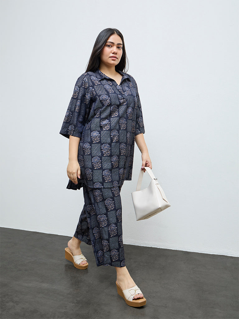 Diza Black Floral Design Tunic
