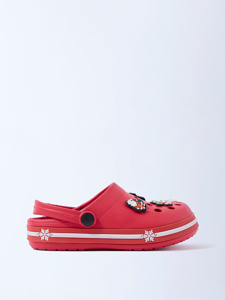 Yellow Red Winter-Themed Clogs