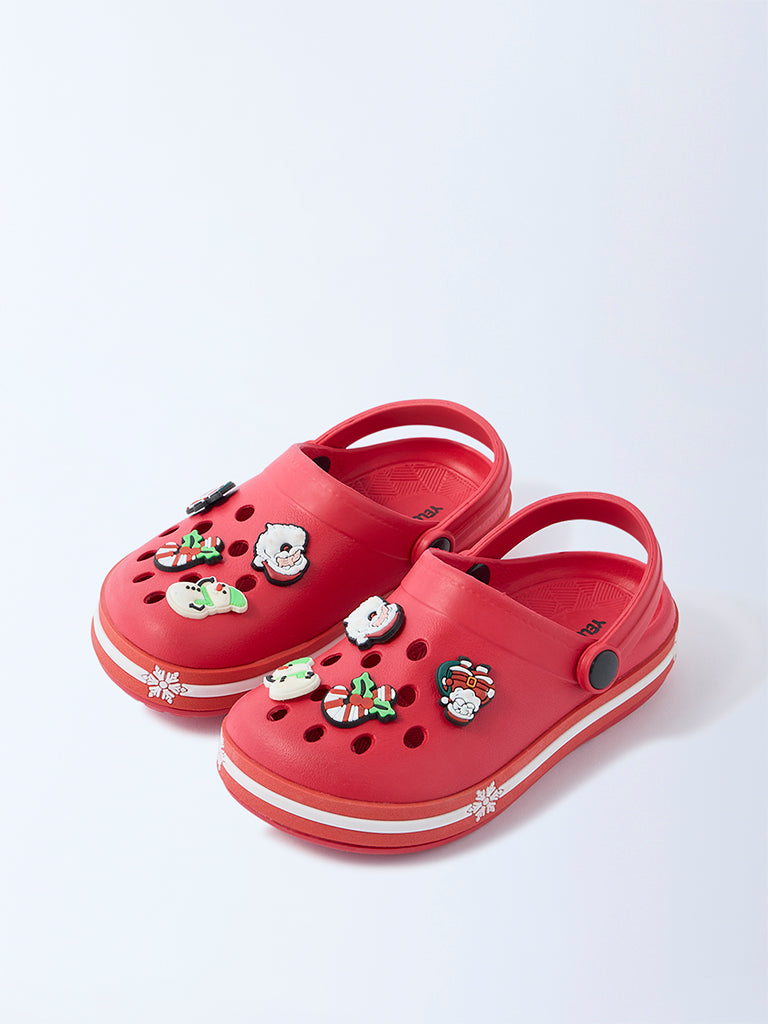 Yellow Red Christmas-Themed Clogs