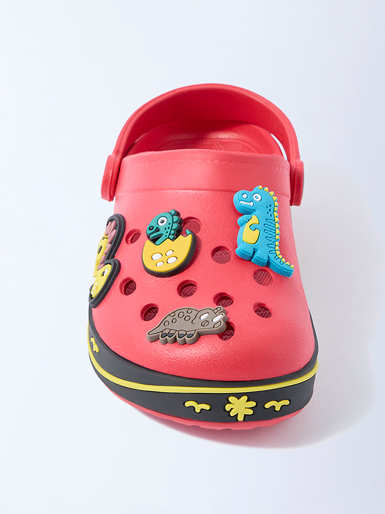 Yellow Red Dinosaur-Themed Clogs