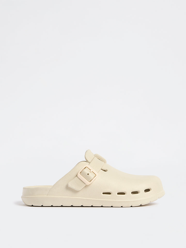 SOLEPLAY Ivory Perforated Clogs