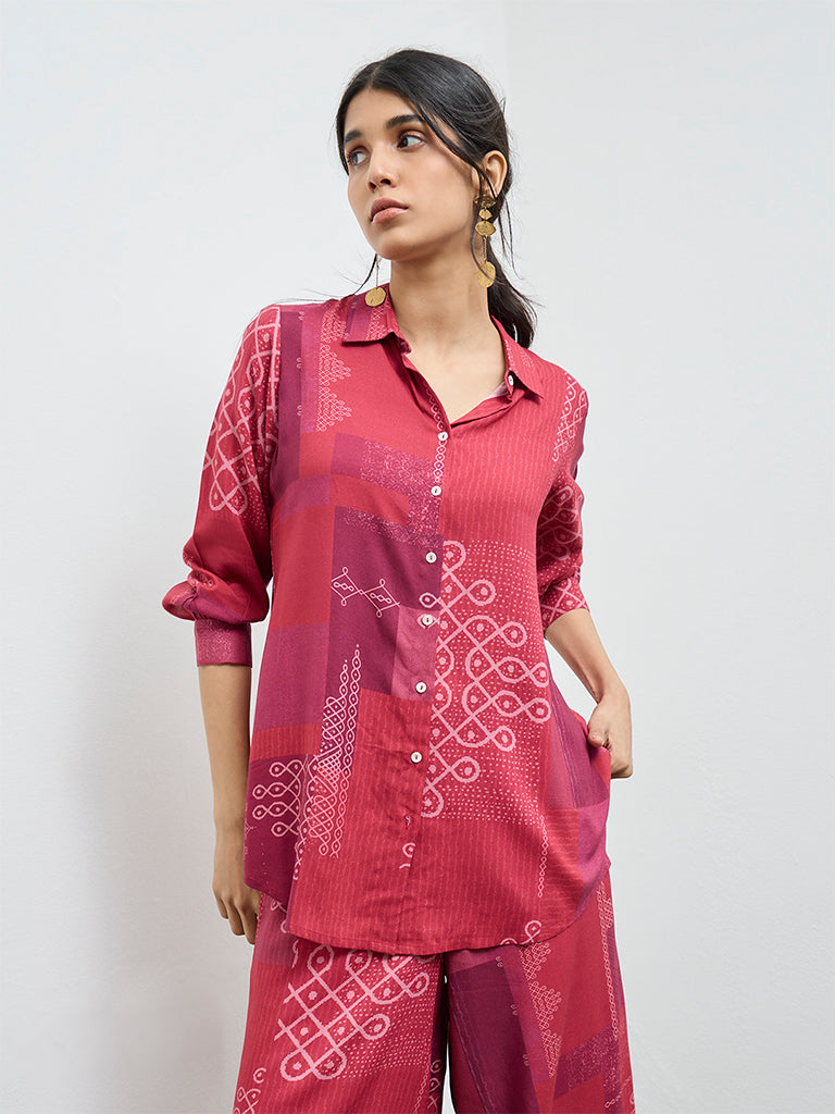 Utsa Red Printed Tunic