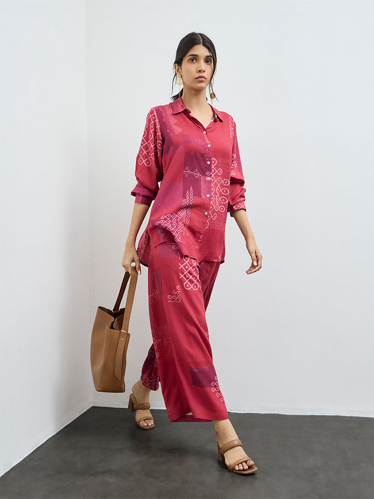 Utsa Red Printed Tunic