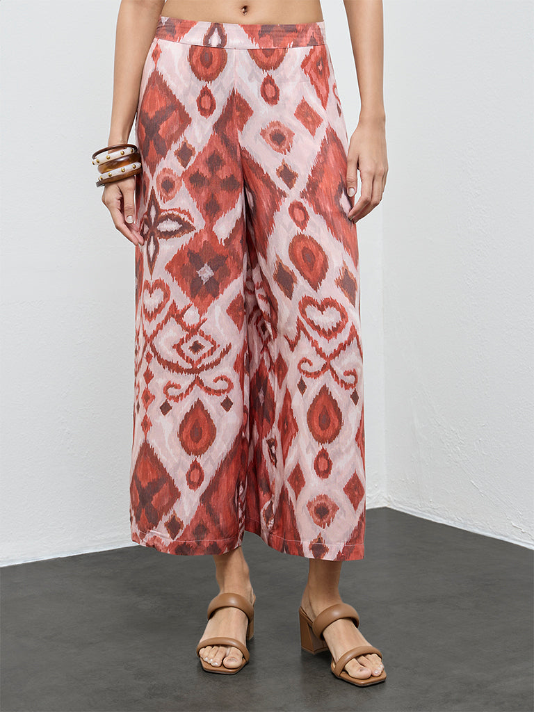 Utsa Light Pink Printed Palazzos