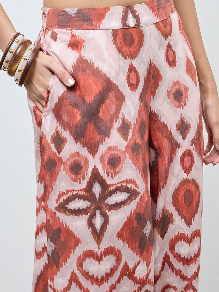 Utsa Light Pink Printed Palazzos