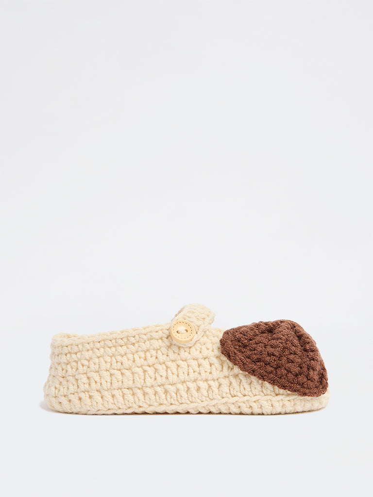 Yellow Cream Crochet Knitted Booties