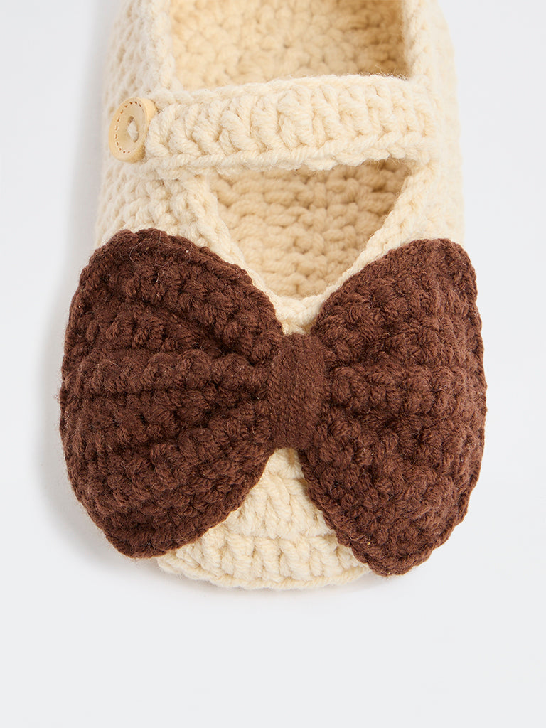 Yellow Cream Crochet Knitted Booties