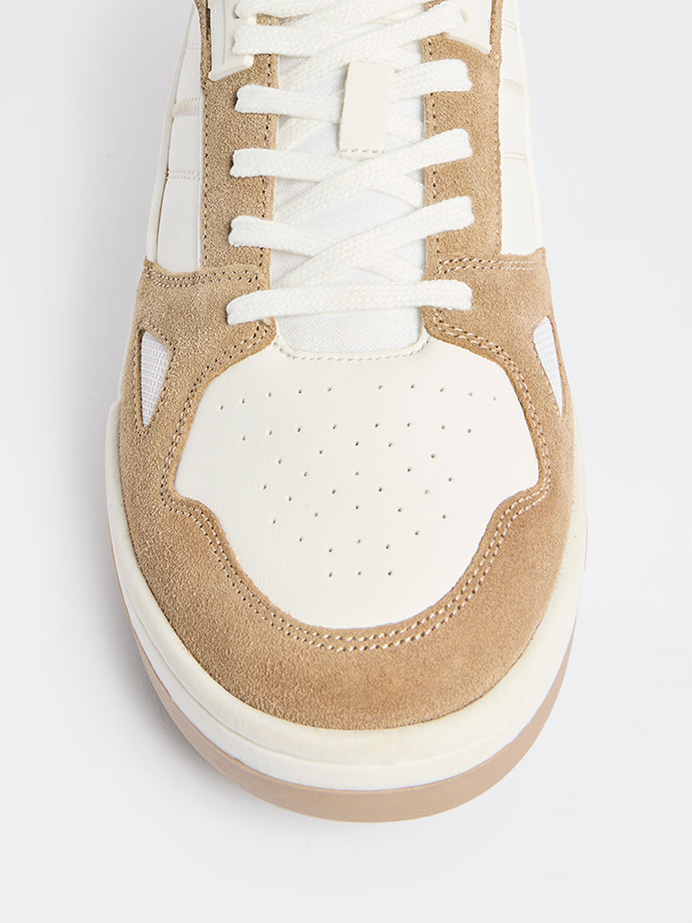 SOLEPLAY Beige Suede-Detailed Lace-Up Sneakers