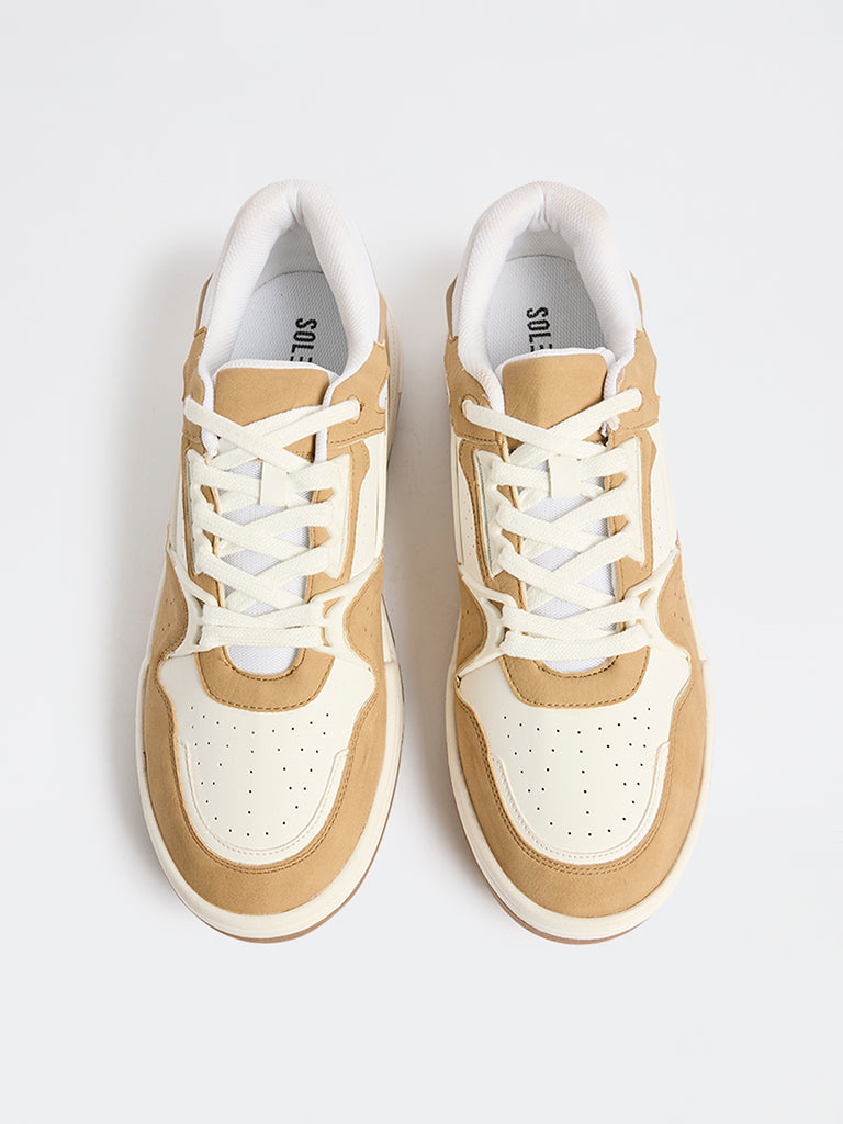 SOLEPLAY Beige Perforated Lace-Up Suede Sneakers