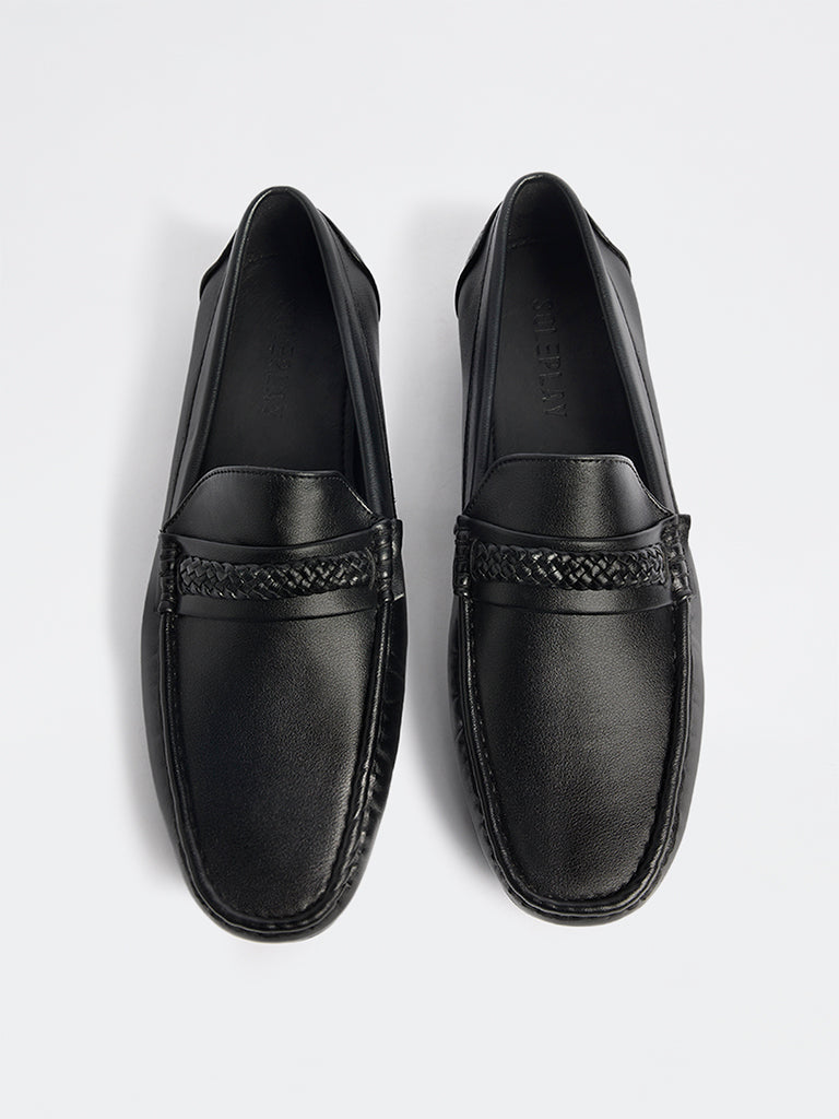 SOLEPLAY Black Braided Penny Loafers