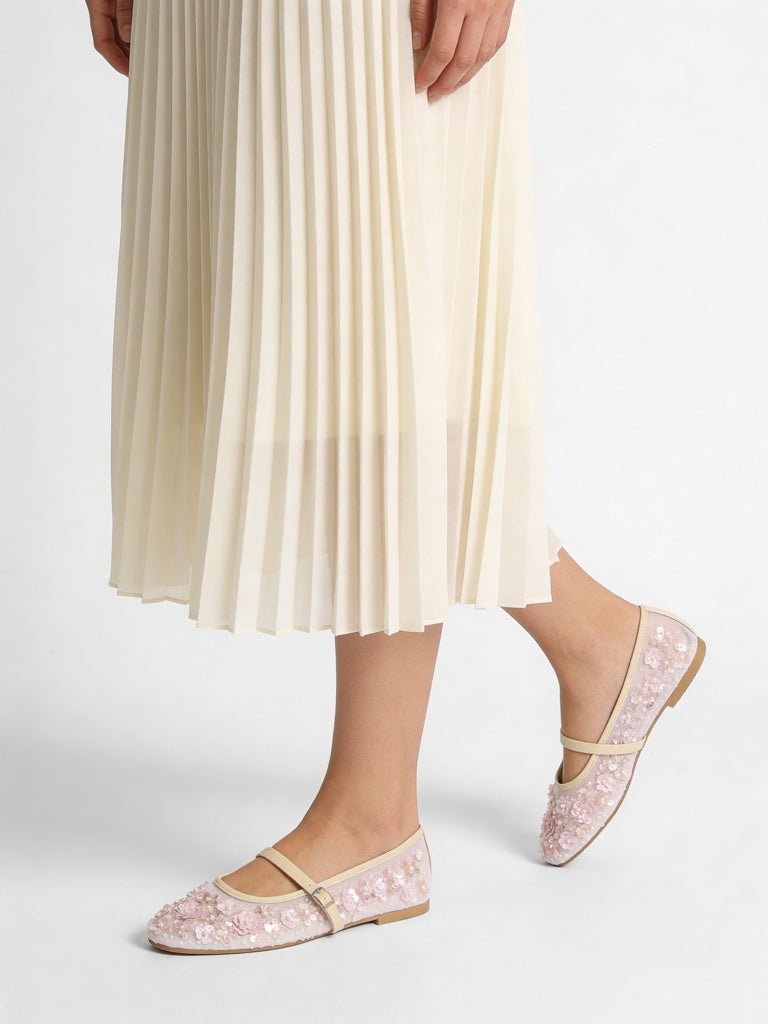LUNA BLU Pink Floral Embellished Mary Jane Shoes