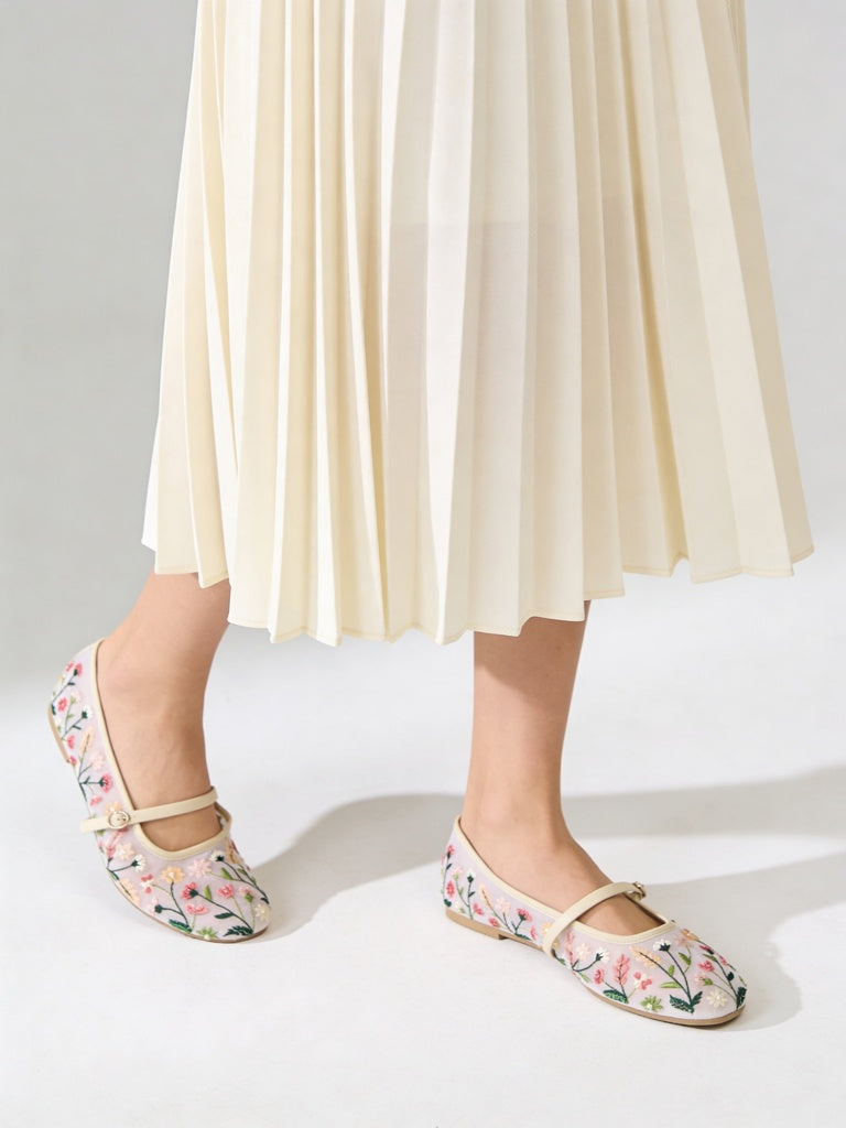 LUNA BLU Multicolour Floral Embroidered Mary Jane Shoes