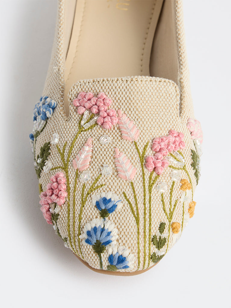 LUNA BLU Multicolour Floral Embroidered Loafers