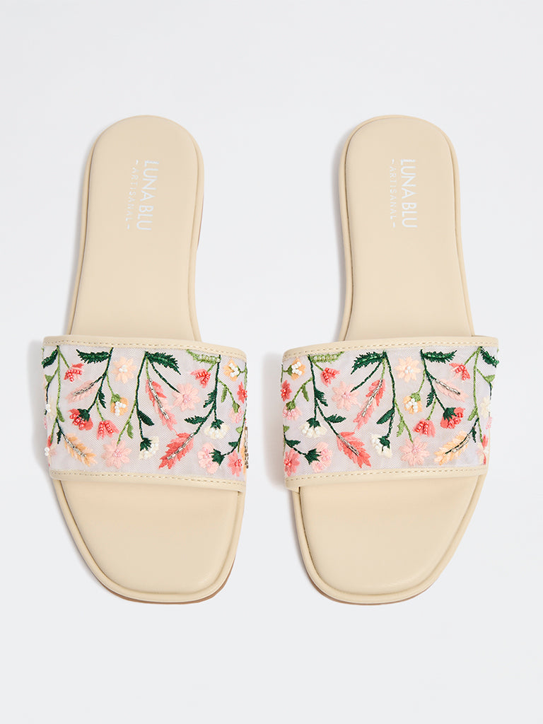 LUNA BLU Ivory Floral Detailed Slides