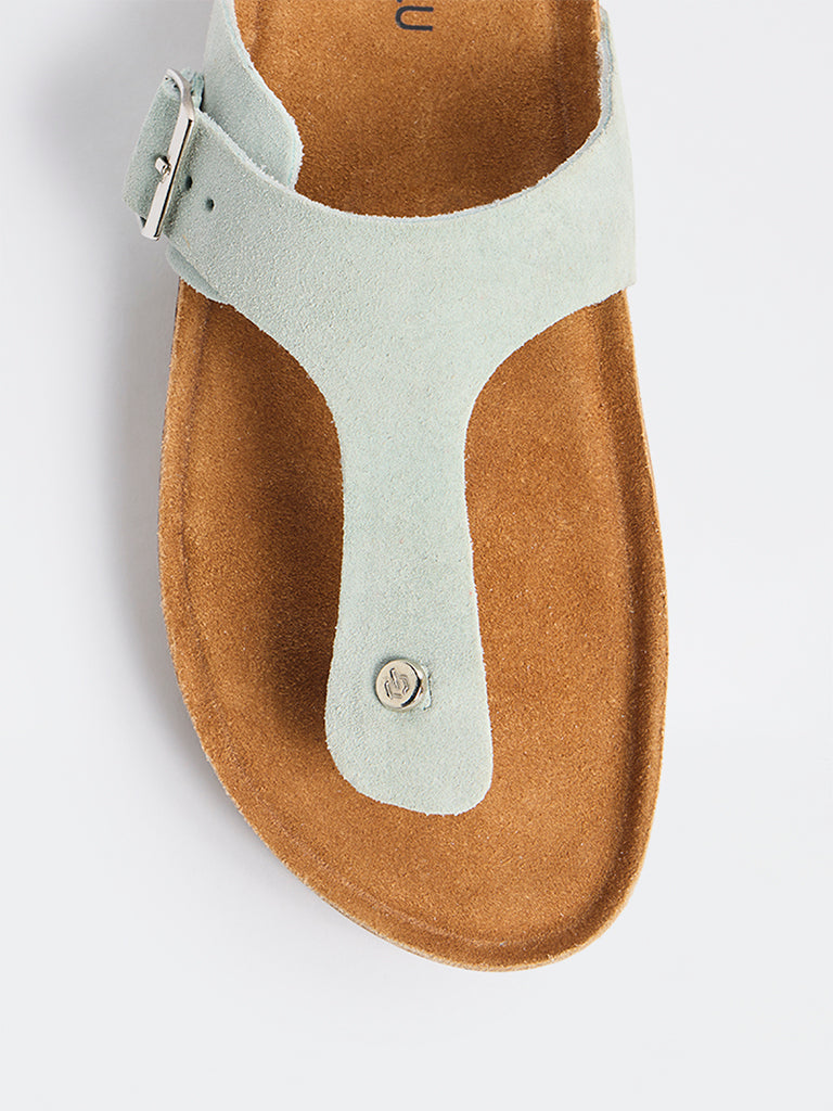 LUNA BLU Mint T-Strap Suede Sandals