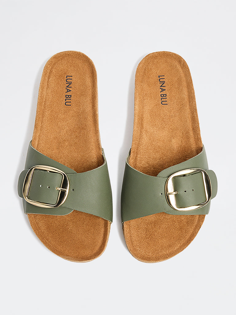 LUNA BLU Sage Buckle-Strap Comfort Slides