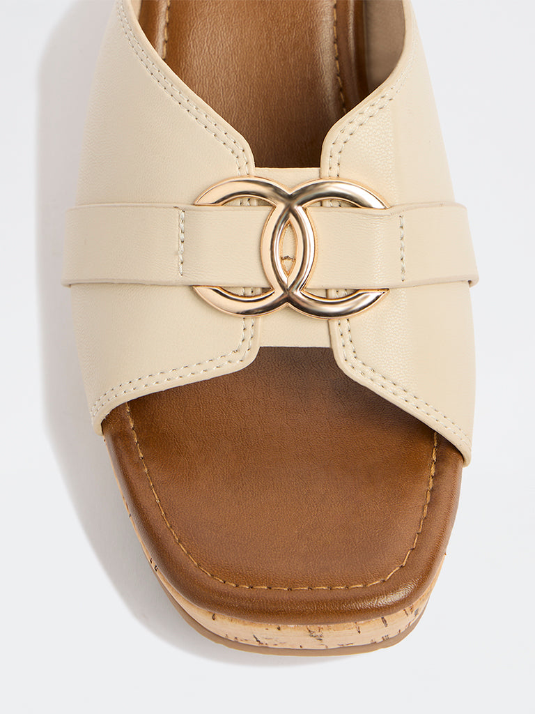 LUNA BLU Ivory Hardware-Detailed Wedge-Heel Sandals