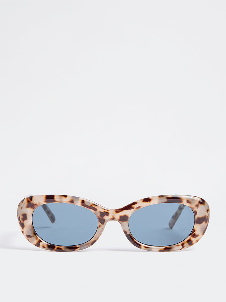 Westside Accessories Brown Animal Printed Oval Sunglasses - Comes with a Pouch and Cleaning Cloth