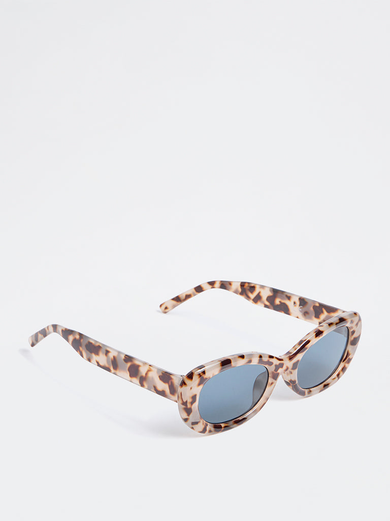Westside Accessories Brown Animal Printed Oval Sunglasses - Comes with a Pouch and Cleaning Cloth