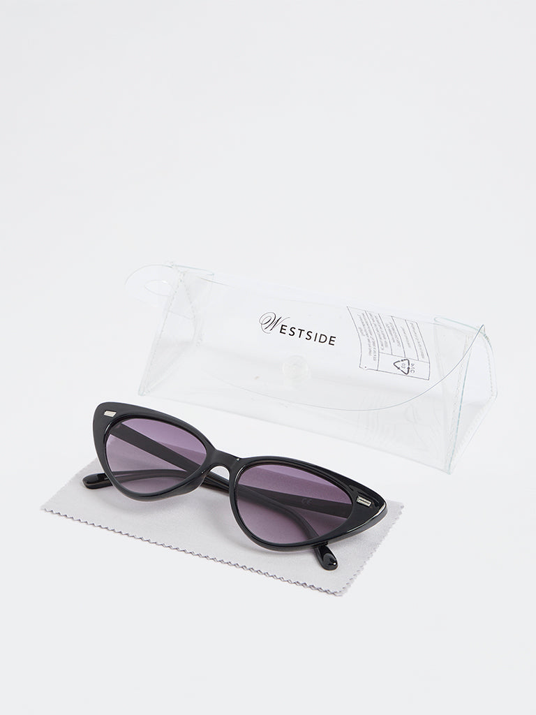 Westside Accessories Black Cateye Sunglasses - Comes with a Pouch and Cleaning Cloth