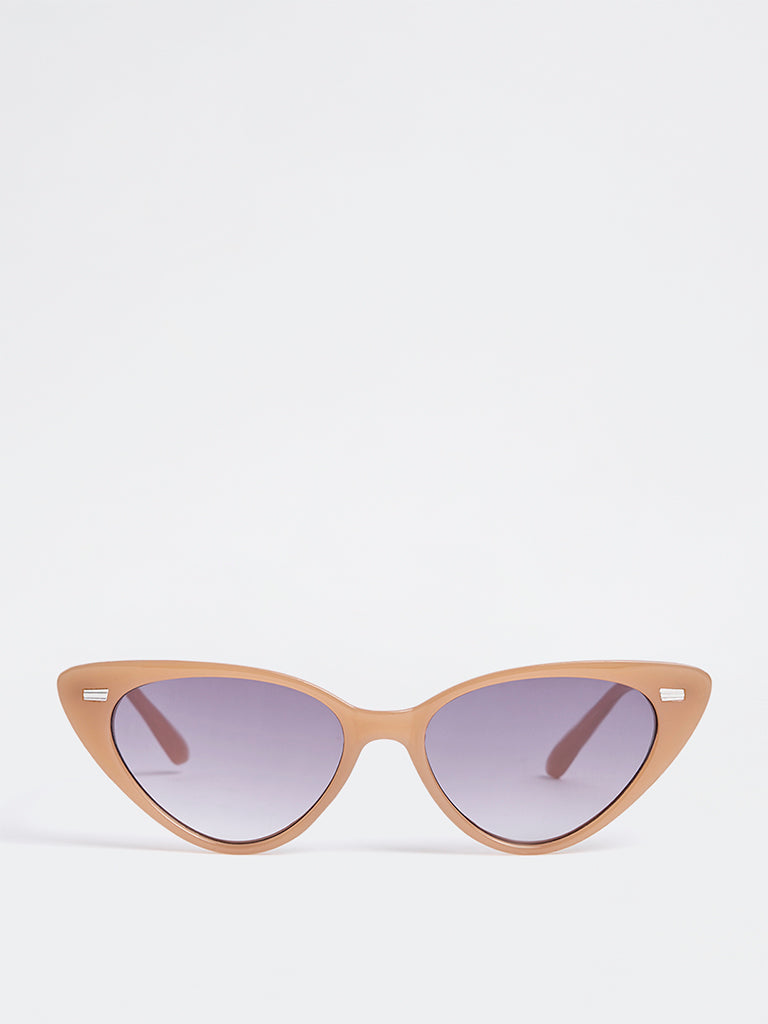 Westside Accessories Light Brown Cateye Sunglasses - Comes with a Pouch and Cleaning Cloth