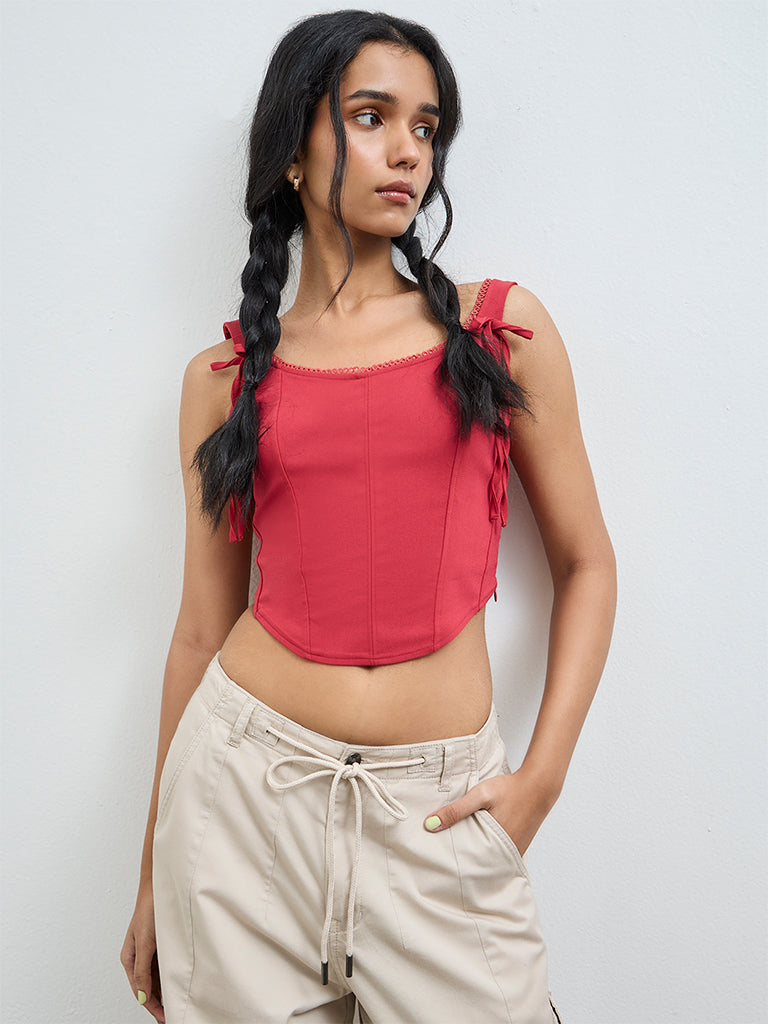 Nuon Red Bustier Top