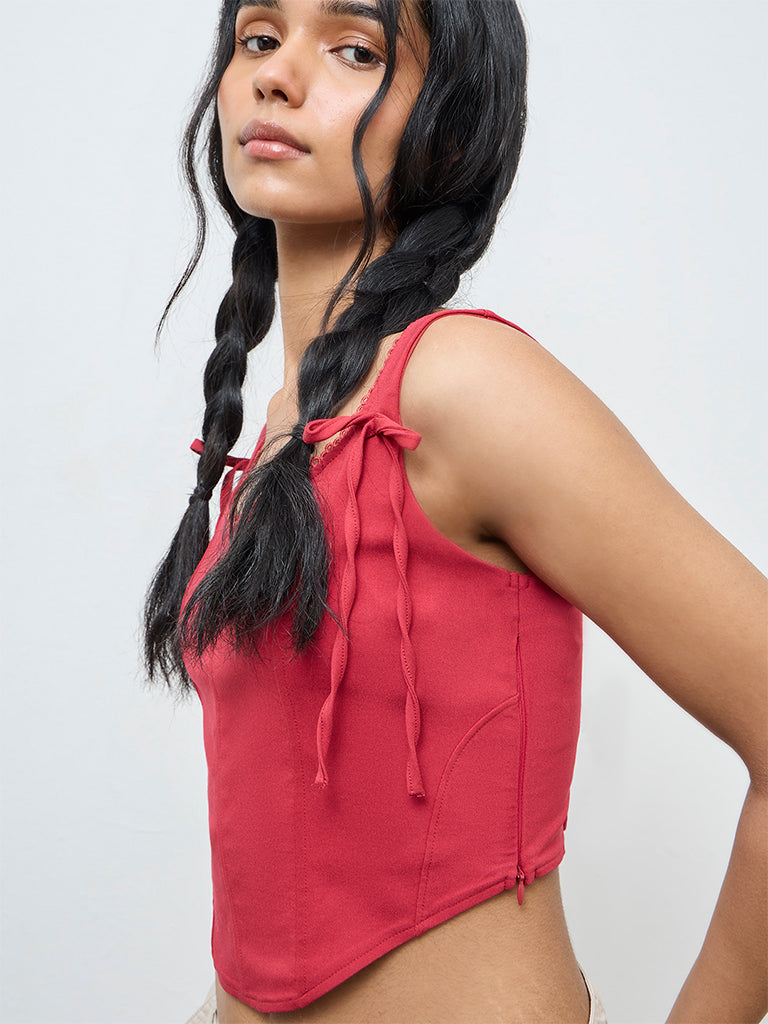 Nuon Red Bustier Top