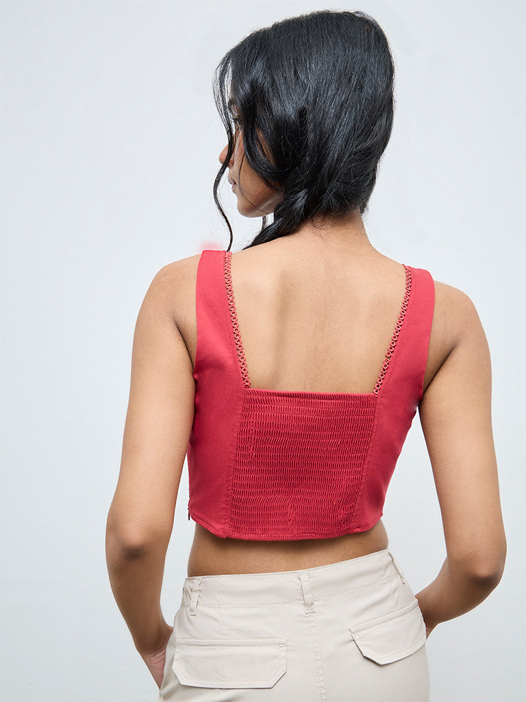Nuon Red Bustier Top