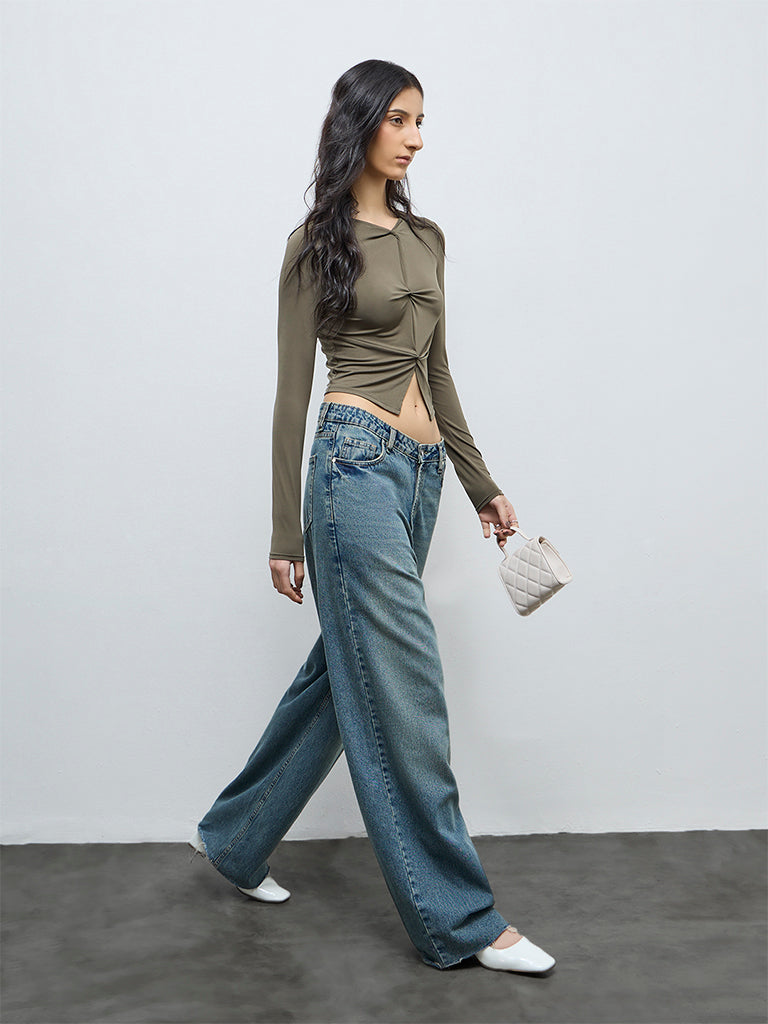 Nuon Olive Ruched Top