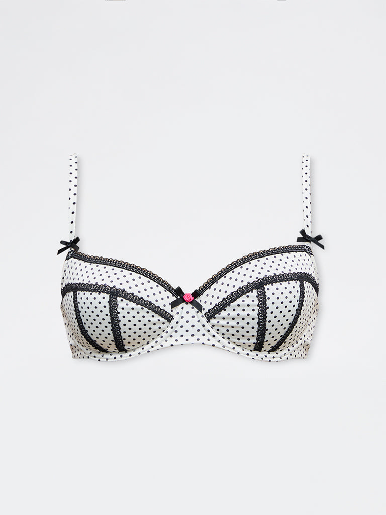 Wunderlove White Polka-Dot Underwired Bra
