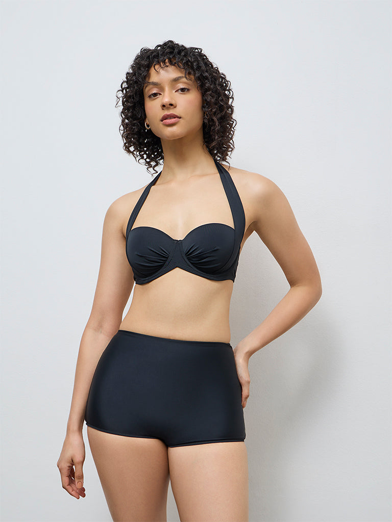 Wunderlove Black Solid Hi-Waist Briefs