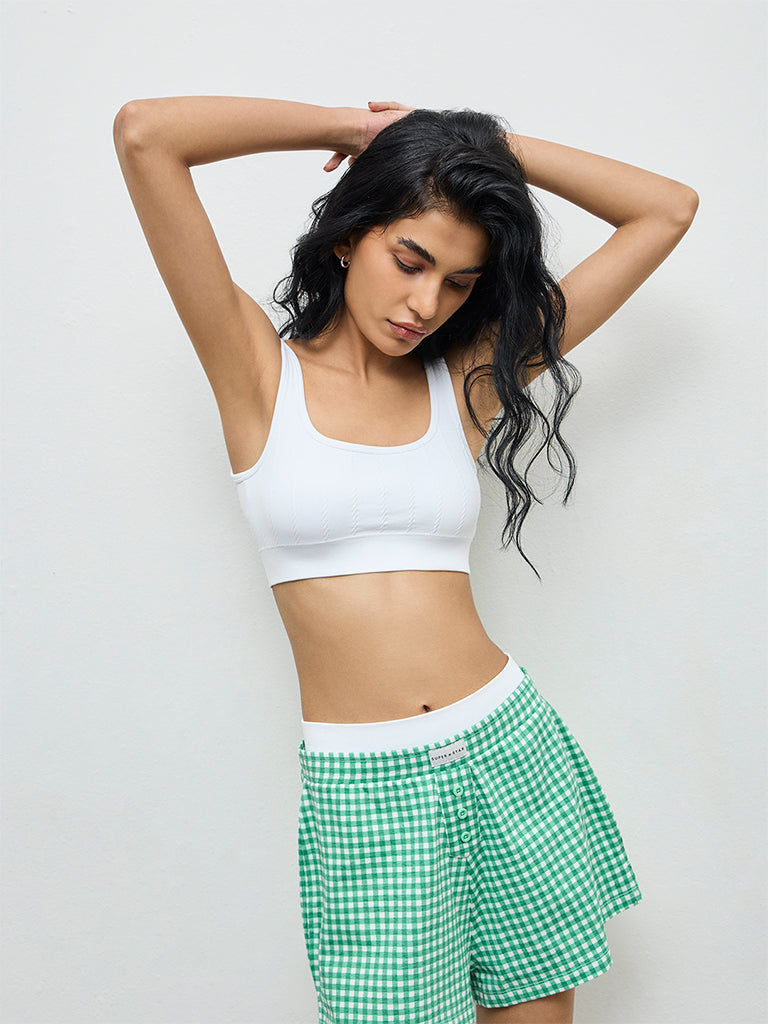 Superstar White Knit-Textured Seam-Free Padded Bra