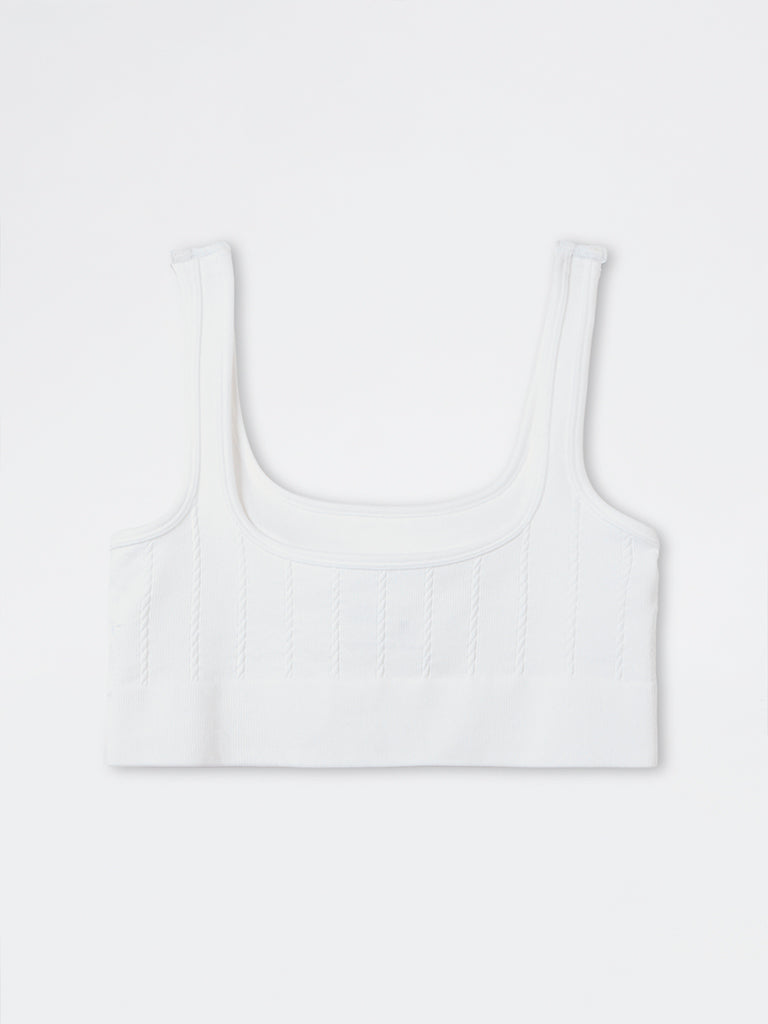 Superstar White Knit-Textured Seam-Free Padded Bra